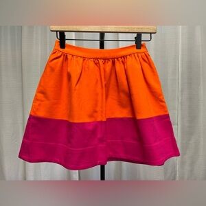 Kate Spade Pleated Cotton Bright Pink Orange Pocketed Skirt Girls NWT | size 10